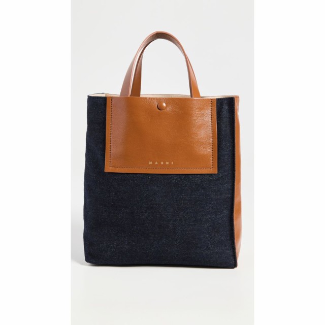 マルニ Marni レディース トートバッグ バッグ Museo Small Tote with Pocket Blue Black/Mocha