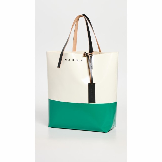 マルニ Marni メンズ トートバッグ バッグ Tribeca Shopping Bag Silk White/Sea Green