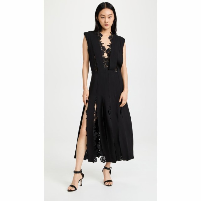 モンス Monse レディース ワンピース ワンピース・ドレス Lace Fringe Power Shoulder Dress Black