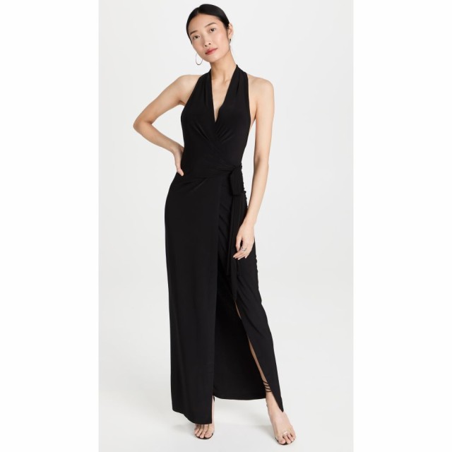 ノーマ カマリ Norma Kamali レディース パーティードレス ワンピース・ドレス Halter Wrap Straight Gown Black