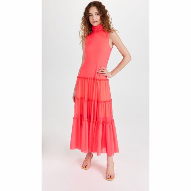 プラバル グルン Prabal Gurung レディース ワンピース タートルネック ノースリーブ Ａライン Sleeveless Turtleneck Tiered Dress Neon