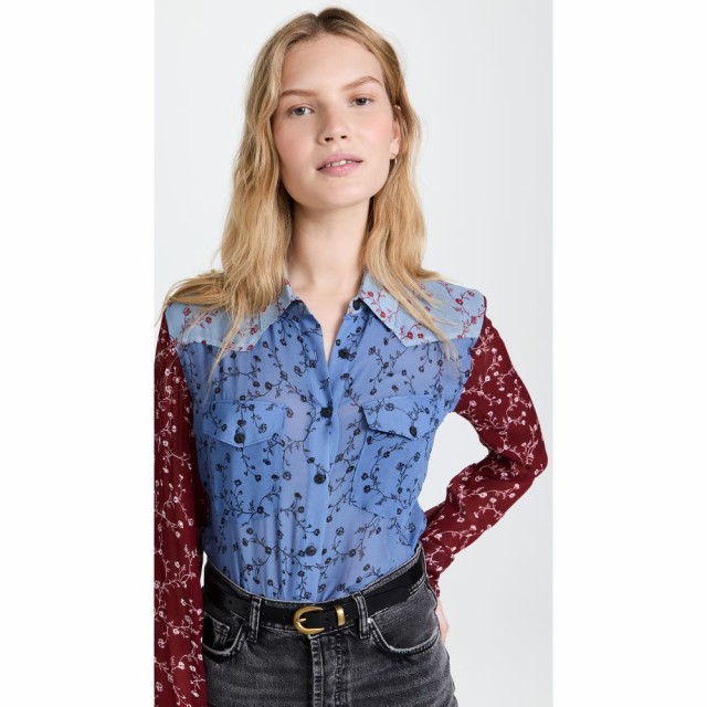 ラグandボーン Rag and Bone レディース ブラウス・シャツ トップス Wyatt Patchwork Shirt Dark Blue Floral