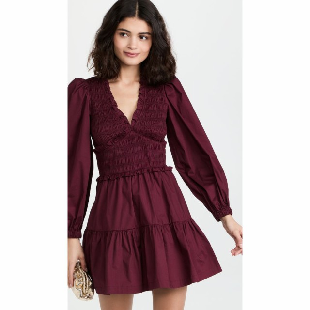 シー Sea レディース ワンピース ミニ丈 ワンピース・ドレス Gaia Solid Cotton Mini Dress Burgundy