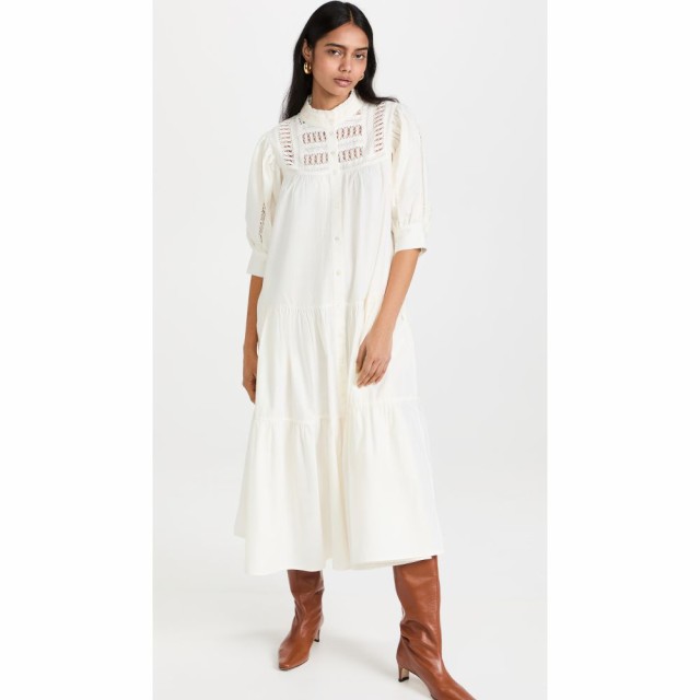 シー Sea レディース ワンピース ミドル丈 ワンピース・ドレス Thora Thread Midi Dress Cream