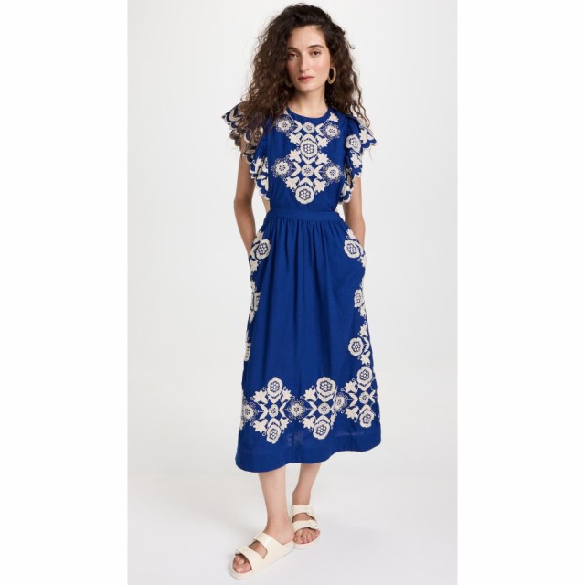 シー Sea レディース ワンピース ミドル丈 ワンピース・ドレス Apron Midi Dress Blue