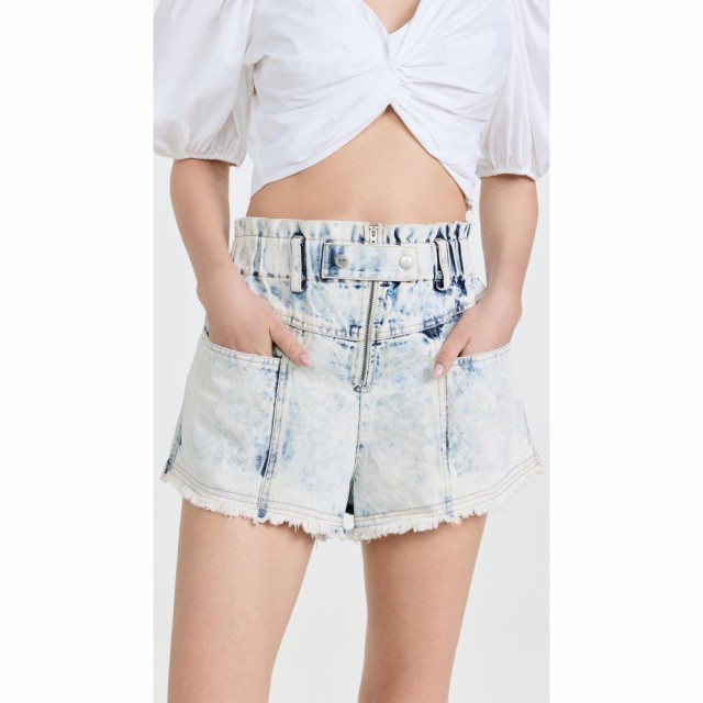 シー Sea レディース ショートパンツ ダメージ加工 デニム ボトムス・パンツ Birdie Bleached Denim Shorts Blue