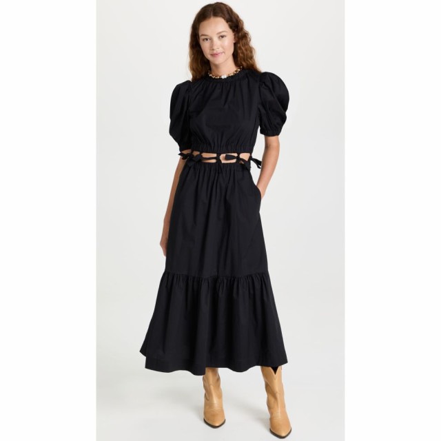 シー Sea レディース ワンピース ワンピース・ドレス Puff Sleeve Cut-Out Dress Black