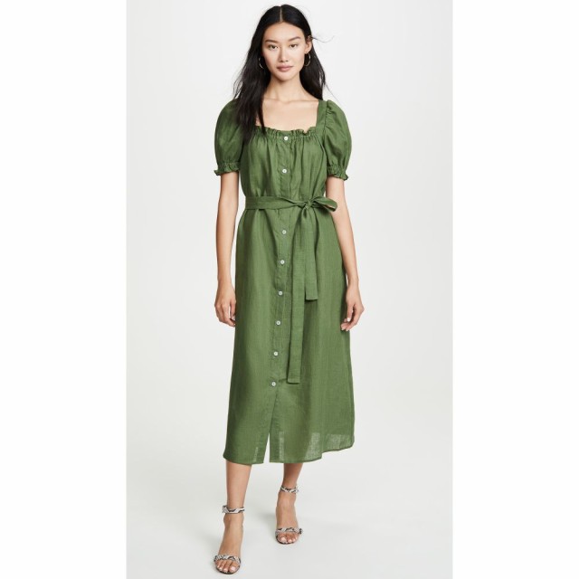 スリーパー Sleeper レディース ワンピース ミドル丈 ワンピース・ドレス Brigitte Linen Midi Dress Green