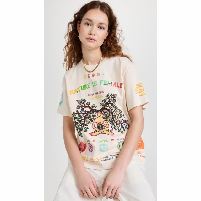 ステラ マッカートニー Stella McCartney レディース Tシャツ トップス Nature Is Female Print Tee Magnolia