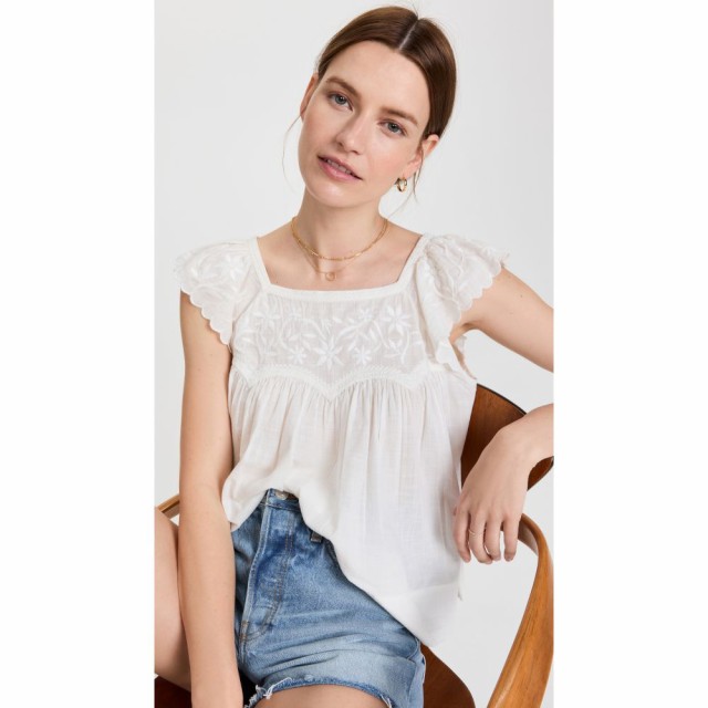 ザ グレート THE GREAT. レディース ブラウス・シャツ トップス The Keepsake Top White Wood Carved Floral Embro