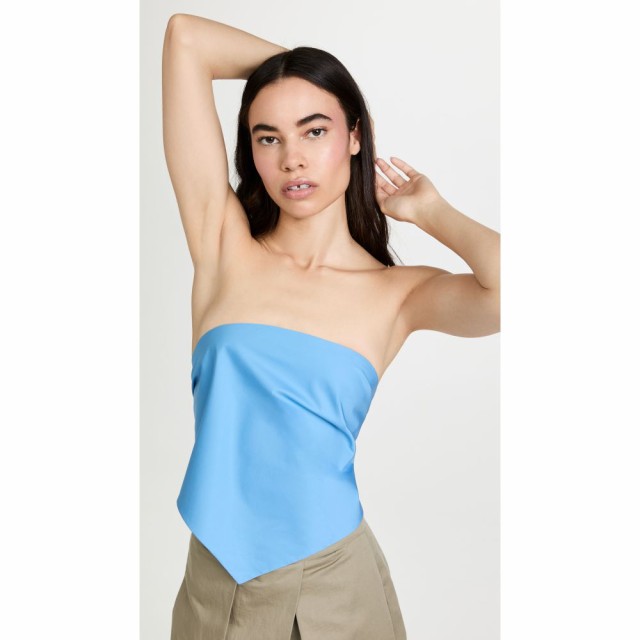 ティビ Tibi レディース ベアトップ・チューブトップ・クロップド バンドゥ トップス Poplin Strapless Bandeau Top Kairi Blue