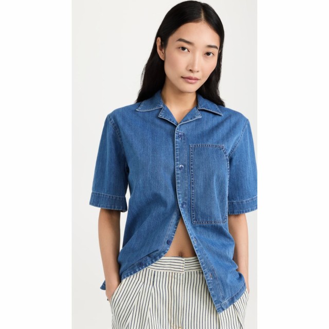 ティビ Tibi レディース ブラウス・シャツ デニム トップス Summer Denim Camp Shirt Light Denim