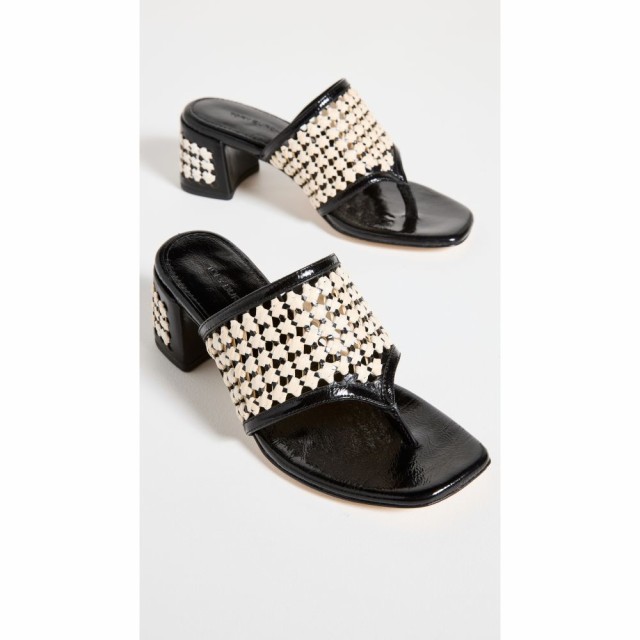 トリー バーチ Tory Burch レディース サンダル・ミュール シューズ・靴 Woven Raffia Heeled Sandals Perfect Black/Natural