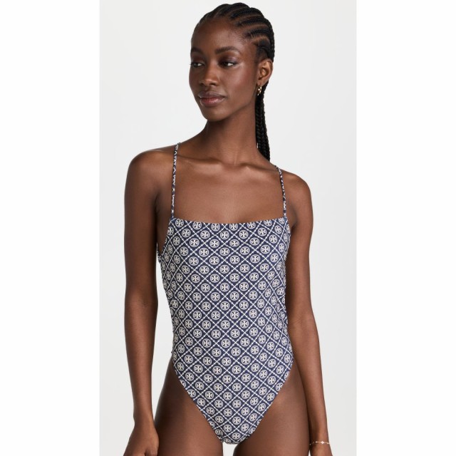 トリー バーチ Tory Burch レディース ワンピース 水着・ビーチウェア Logo Printed One Piece Swimsuit Monogram Tory Navy/Sesame