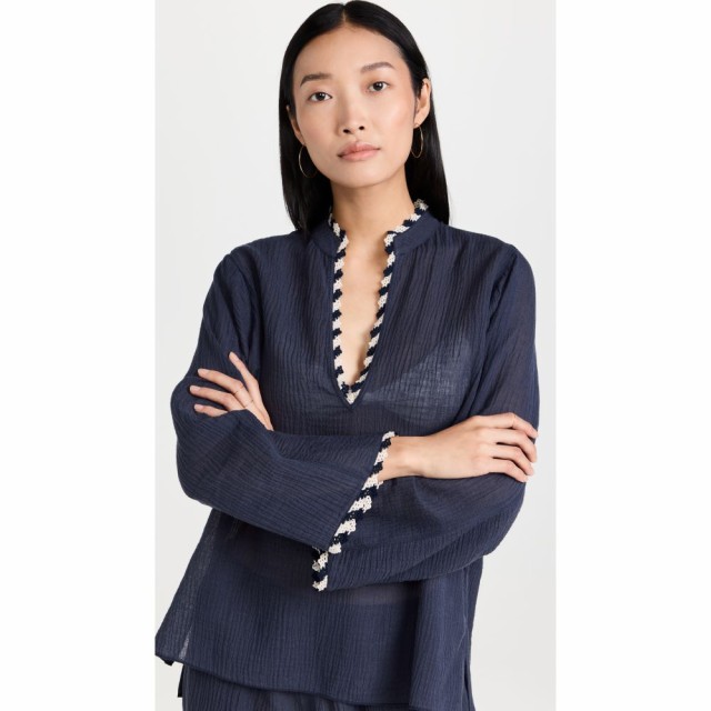 トリー バーチ Tory Burch レディース ブラウス・シャツ トップス Gauze Beach Shirt Tory Navy