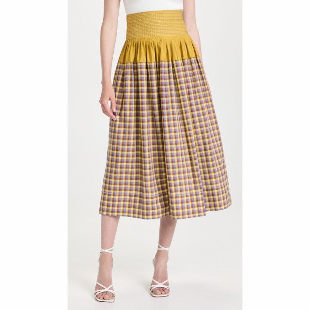 トリー バーチ Tory Burch レディース スカート Veronica Plaid Colorblock Skirt Lemon Lime