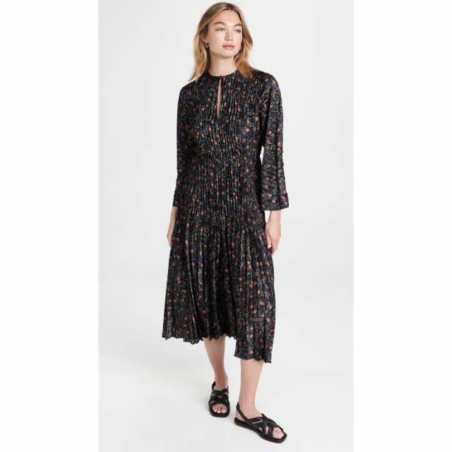 ヴィンス Vince レディース ワンピース Vネック ワンピース・ドレス Pomegranate Pleated V Neck Dress Black