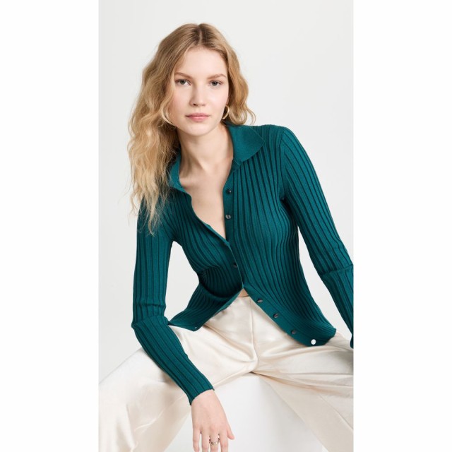 ヴィンス Vince レディース カーディガン トップス Ribbed Button Up Cardigan Dk Jade