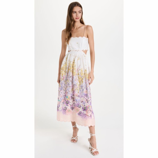 ジマーマン Zimmermann レディース ワンピース ミドル丈 ワンピース・ドレス Scallop Midi Dress Peach Gradient Floral