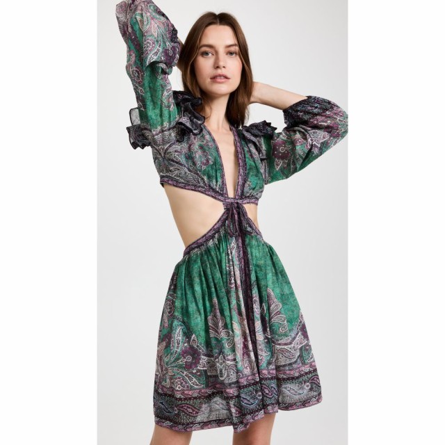 ジマーマン Zimmermann レディース ワンピース ミニ丈 ワンピース・ドレス Anneke Ruffle Mini Dress Teal Paisley