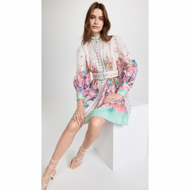 ジマーマン Zimmermann レディース ワンピース ミニ丈 ワンピース・ドレス Jude Buttoned Mini Dress Aqua Gradient Floral