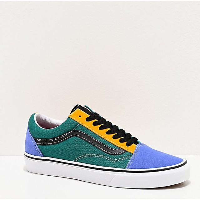 Vans Old Skool Mix Colorblock Yellow & Tidepool Skate Shoes Vans Old Skool Mix Colorblock Yellow & Tidepool Skate Shoes