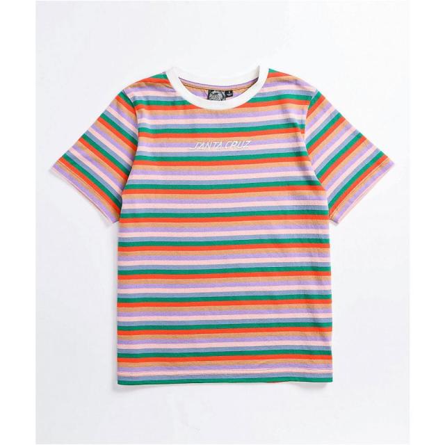 国内配送 サンタクルーズ Santa Cruz Skate レディース Tシャツ トップス Santa Cruz Classic Strip 70s Multi Stripe T Shirt Assorted 再再販 Mawaredenergy Com