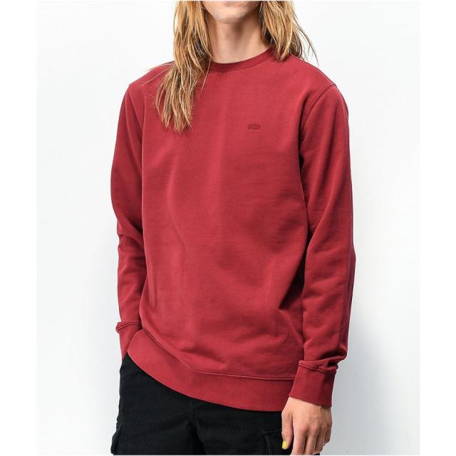 高評価のクリスマスプレゼント Color Vans トップス スウェット トレーナー メンズ Vans ヴァンズ Multiplier Red Dark Sweatshirt Crewneck Red Overdyed トップス