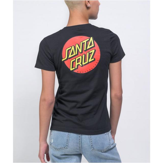 クリアランスバーゲン サンタクルーズ Santa Cruz Skate レディース Tシャツ トップス Santa Cruz Classic Dot Black And Red T Shirt Black 当店限定 Mawaredenergy Com