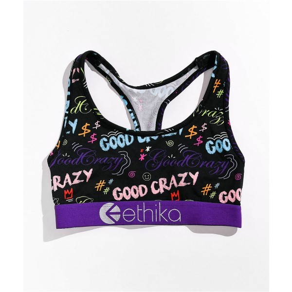 21年春夏再販 エシカ Ethika レディース スポーツブラ インナー 下着 Ethika Good Crazy Vibes Sports Bra Black 圧倒的高評価 Farmerscentre Com Ng