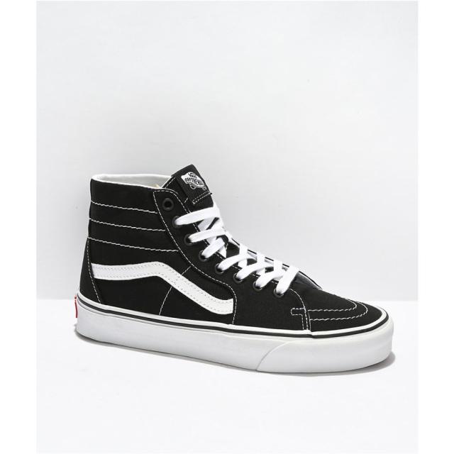 一流メーカー商品 Vans スニーカー ヴァンズ レディースファッション Vans スケートボード レディース Black 通販 Sk8 Hi シューズ 靴 Tapered Skate And White Canvas Shoes Black 宅配買取