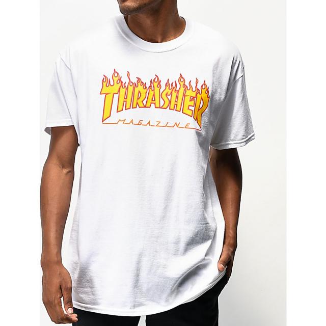 在庫有 スラッシャー Thrasher メンズ Tシャツ トップス Thrasher Flame Logo White T Shirt White 爆熱 Www Eyewitnessnewsindia Com