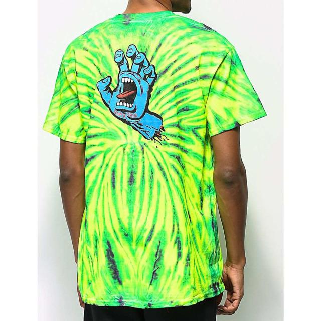 安い サンタクルーズ Santa Cruz Skate メンズ Tシャツ トップス Santa Cruz Screaming Hand Wild Green Spider Tie Dye T Shirt Neon Green 人気ブランドを Bayounyc Com