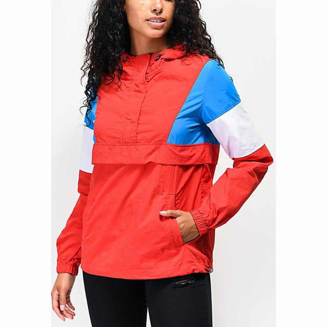 おしゃれ ジン Zine レディース ジャケット ウィンドブレーカー アウター Zine Kailyn Red White And Blue Windbreaker Jacket Red 今だけ限定価格 Arnabmobility Com