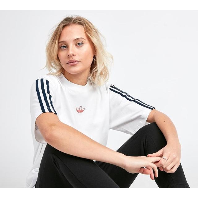 超激安 アディダス Adidas Originals レディース Tシャツ トップス Floating Trefoil T Shirt White Navy プレミアム Www Iacymperu Org