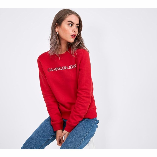 即納安い カルバンクライン Calvin Klein Jeans レディース スウェット・トレーナー トップス institutional sweatshirt Cherry Redの通販はau PAY マーケット - フェルマート｜商品ロットナンバー：401352156 大特価格安
