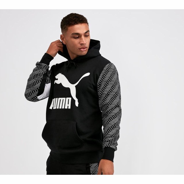 人気第1位 プーマ Puma メンズ パーカー トップス Graphic Over Branded Overhead Hooded Top Black White お洒落無限大 Arnabmobility Com