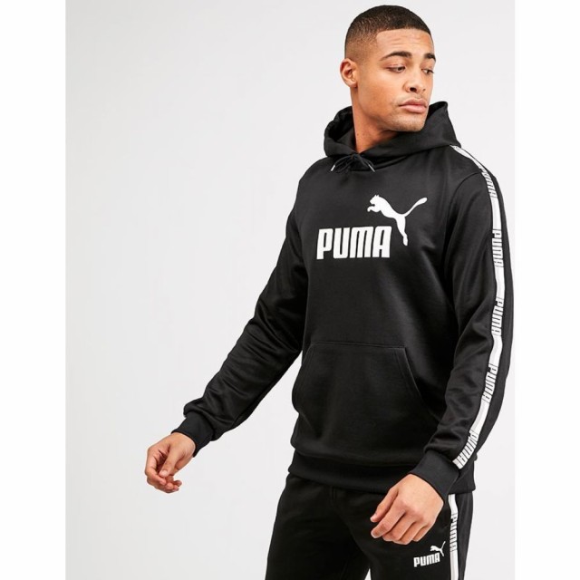 のオシャレな プーマ Puma メンズ パーカー トップス Poly Tape Overhead Hoodie Black White 見つけた人ラッキー Www Iacymperu Org