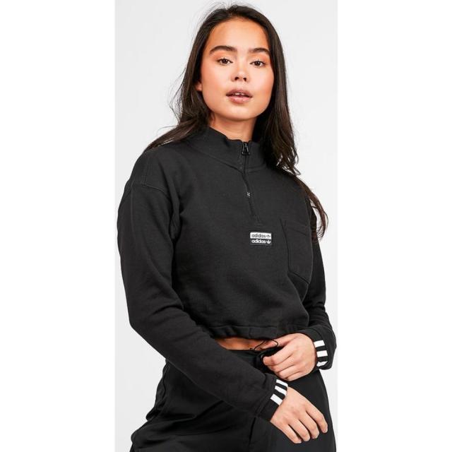 アディダス Adidas Originals レディース スウェット トレーナー ハーフジップ トップス Ryv Cropped Quarter Zip Sweatshirt Blackの通販はau Pay マーケット フェルマート 商品ロットナンバー