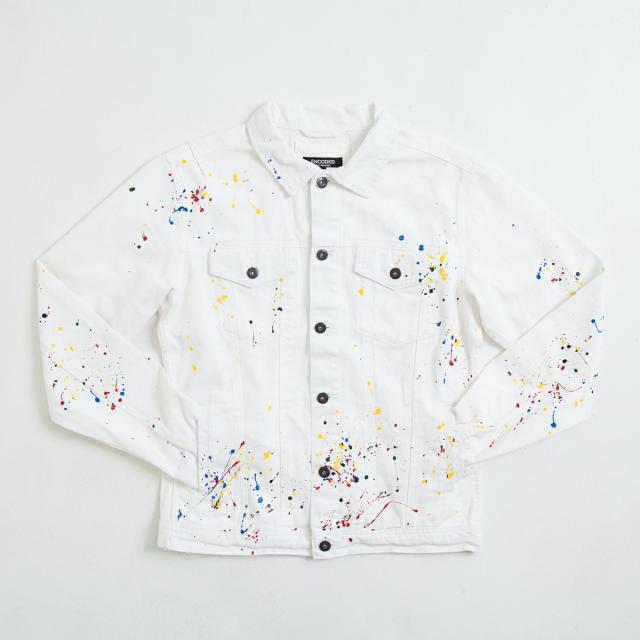 激安単価で 即納 エンコーデッド Encoded メンズ ジャケット アウター Drop Paint Denim Jacket White 在庫あり 即納 Bayounyc Com