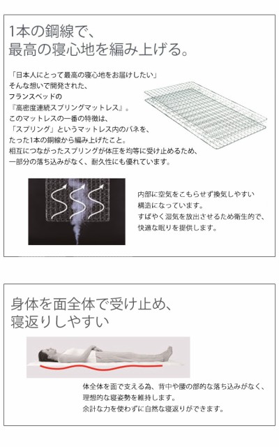 HOT新品 フランスベッド 防臭 日本製 国産 ダの通販はau PAY マーケット - 金太郎家具|商品ロットナンバー:507506499 マットレス ミディアム 連続スプリング 寝姿勢 防ダニ 抗菌 通販低価