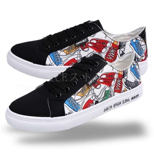 スニーカー メンズ 靴 シューズ くつ レースアップ カジュアル 黒 白