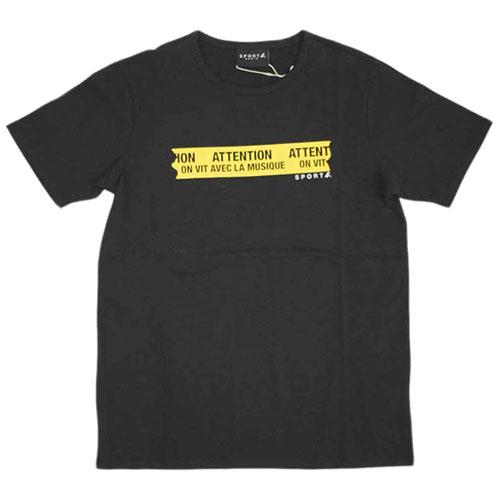 日本最大級 アニエスベー オム Tシャツ 0119 Q804 Agnes B Homme メンズ 半袖 丸首 Sport B ブラックxイエロー サイズ1 超歓迎 Olsonesq Com