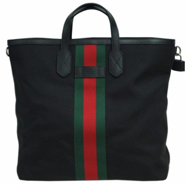 グッチ アウトレット バッグ 1060 Gucci 2way トートバッグ リュック パラナ ブラック ウェビング レッドxグリーン