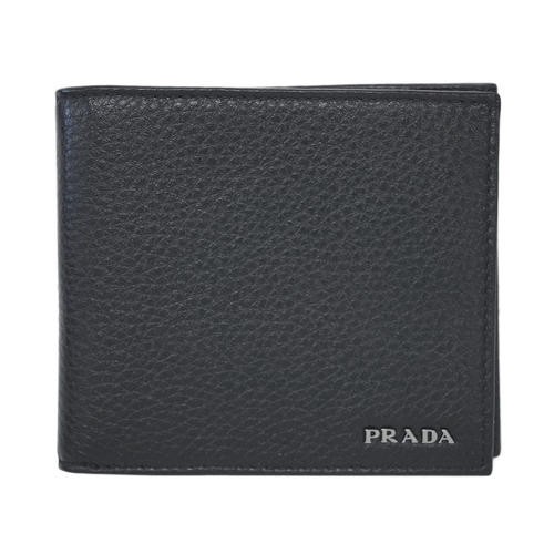 プラダ 財布 2mo738 Prada マーケット メンズ 二つ折り 小銭入れ付き アウトレット Grain Vitello Nero ネロ カーフブラック