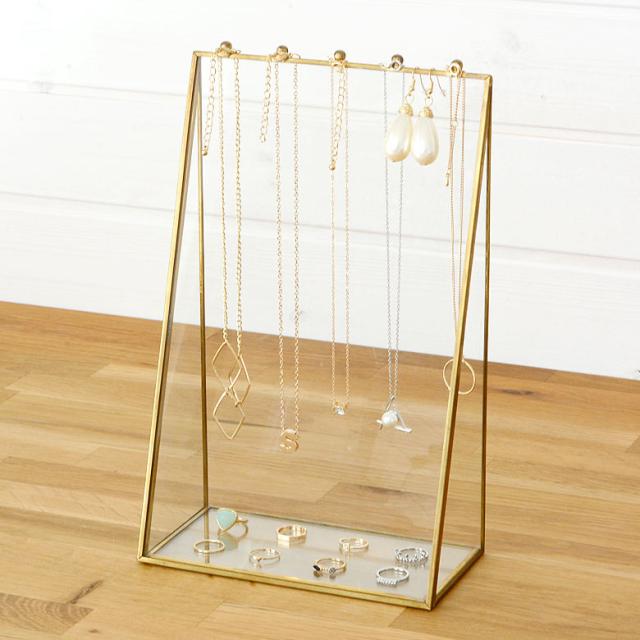 アクセサリーケース ジュエリーケース ネックレス ガラスと真鍮 ジュエリースタンド ジュエリーボックス 収納 ディスプレイの通販はau PAY