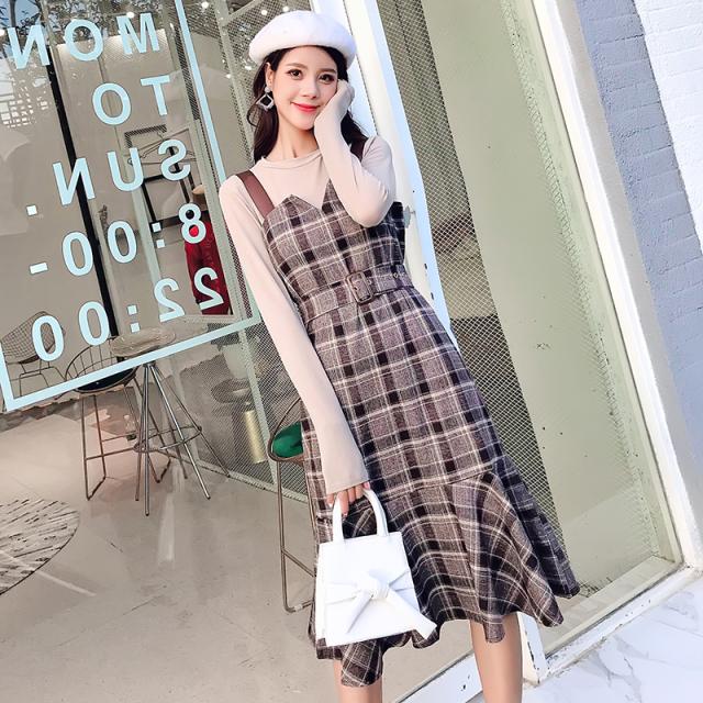 安い購入 セットアップ ツーピース ワンピース チェック柄 フリル 秋 冬 黒 ブラウン レディース 2329 新入荷 Iacymperu Org