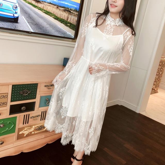 ワンピース レース ロング レーシー ドレス 長袖 セクシー 透け感 インナー 春 秋 ホワイト ブラック 2526の通販はau Pay マーケット Ever Sweet Girl 商品ロットナンバー