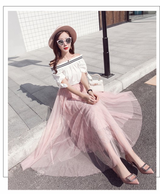 上ピンク の ロング スカート 最高の花の画像