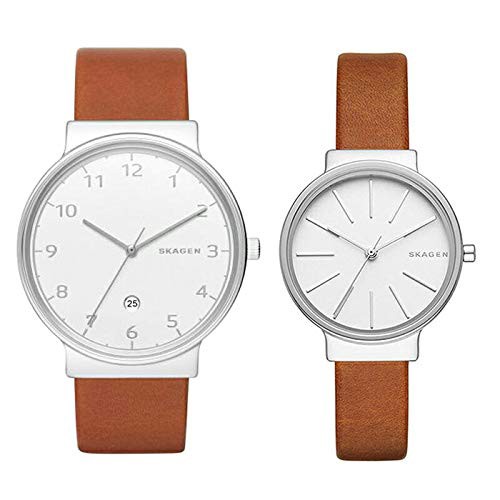 現品限り一斉値下げ 中古品 腕時計 シルバー シルバー レザーベルト ペアウォッチ Skagen スカーゲン 腕時計ペアウォッチ Southgeorgiastyle Com